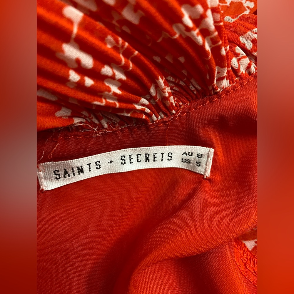 Chic Coral Ruffle Mini Dress - Picture 5 of 6
